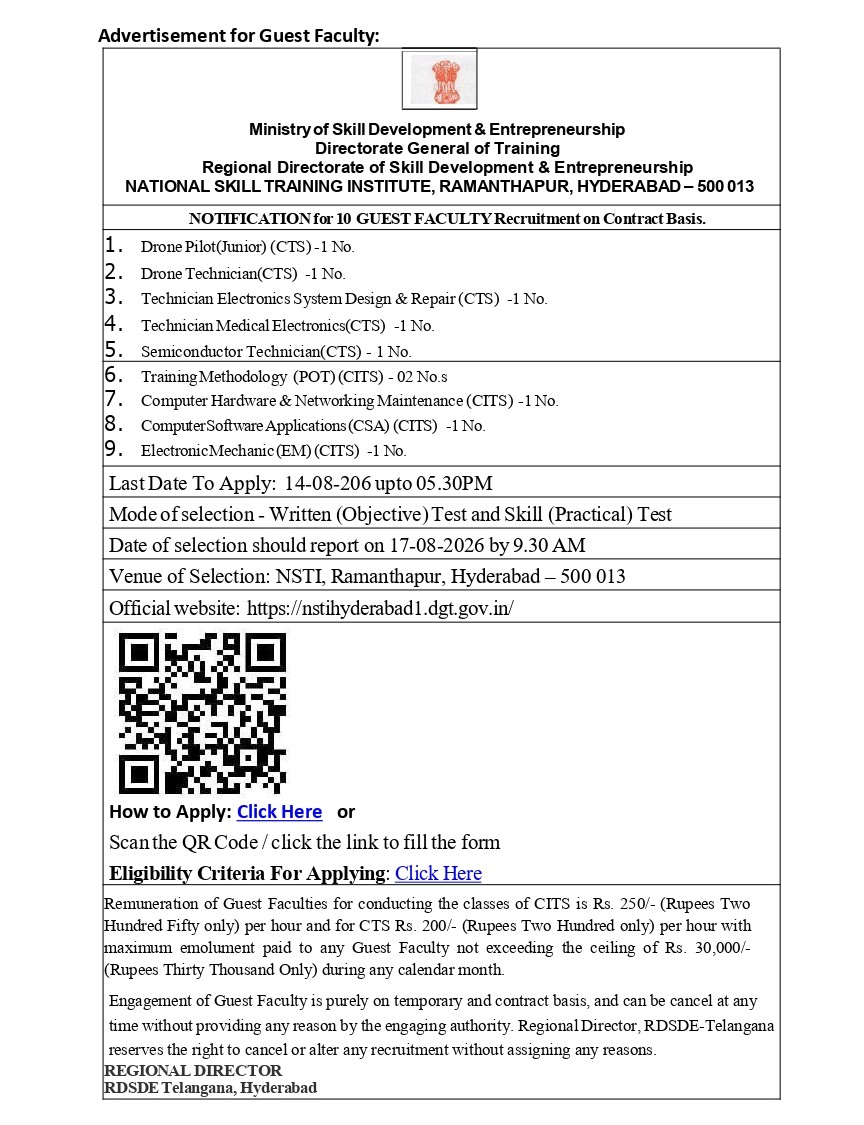 Guest Faculty Recruitment Notification